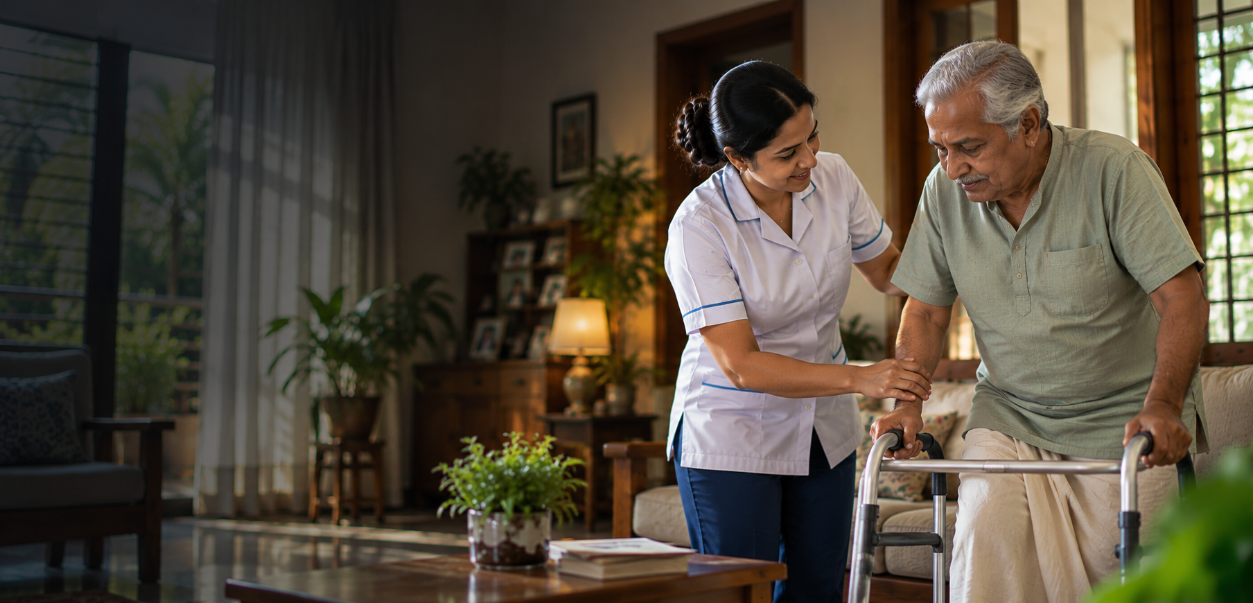 Professional caregiver providing personalized home care